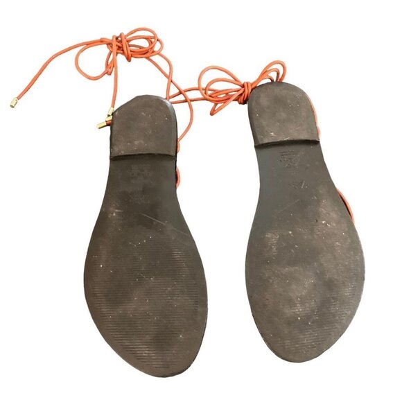 Zara Strappy Low Heel Leather Sandals Size 8.5 EU 39 Cognac Brown - Picture 8 of 11